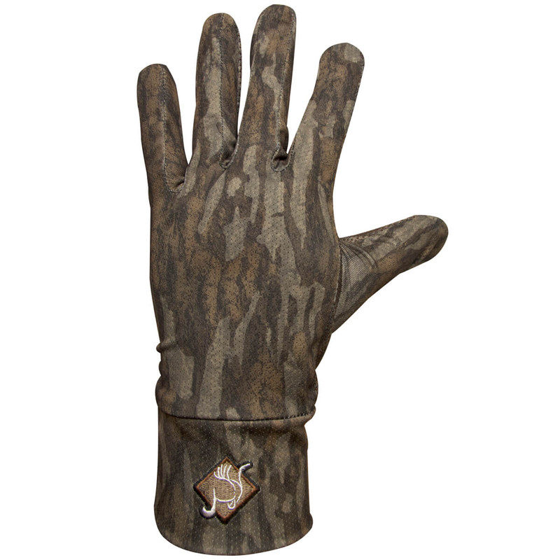 Ol' Tom Stretch Fit Hunting Gloves in Mossy Oak Bottomland Color
